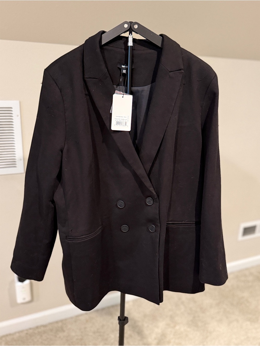 Oversized Double-Breasted Black Women's Blazer